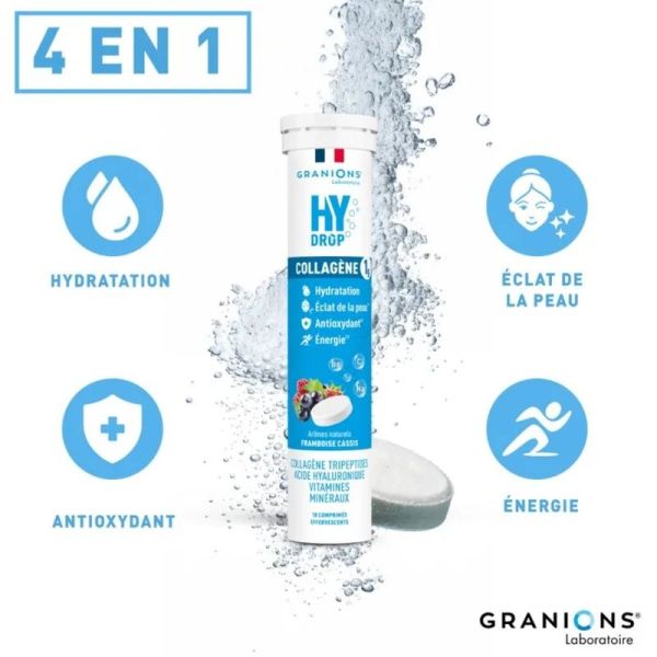 Pastille hydratation Électrolytes au Collagène - HYDROP framboise-cassis