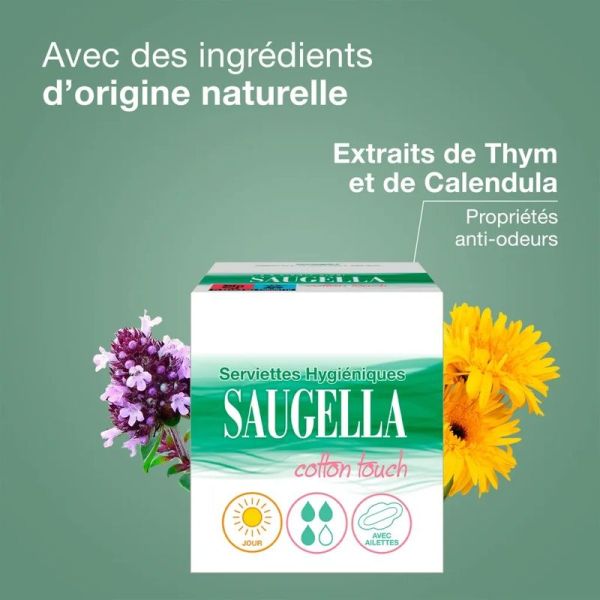 Cotton Touch Serviettes hygiéniques de Jour extra-fines avec ailettes - 14 serviettes