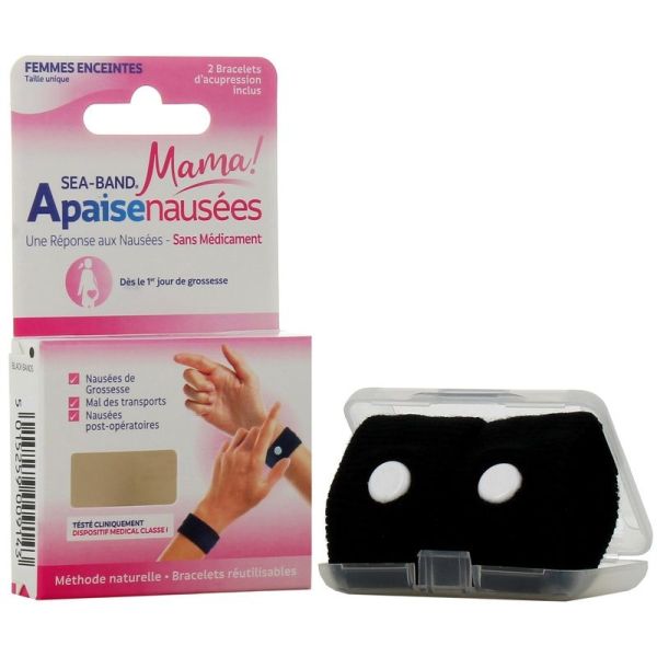 Bracelets d'acupression Grossesse - Noir - 2 bracelets