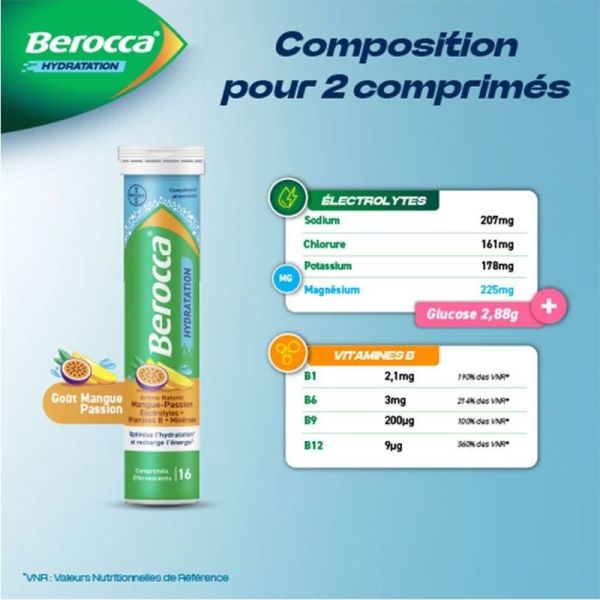 Hydratation - Mangue-Passion - 16 comprimés effervescents