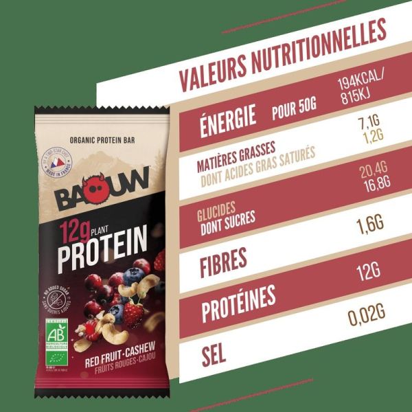 Protein Bars PROTEIN / Red Fruit - Cashew - 50 g