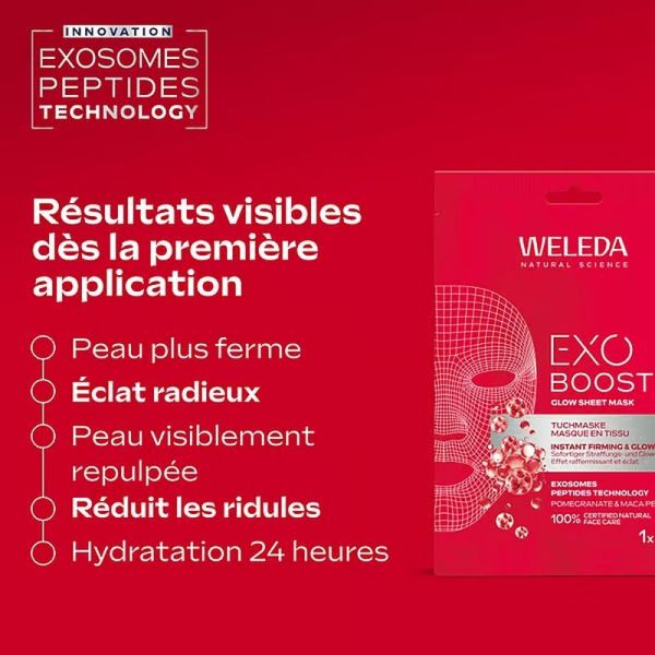 Masque en Tissu Grenade et Peptides de Maca EXO BOOST GLOW - 20 ml