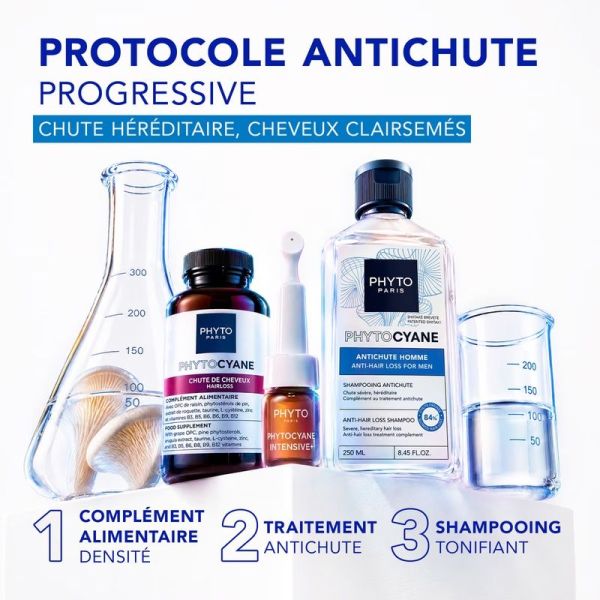 Traitement Antichute Progressive Phytocyane Intensive+ - Homme - 12 x 5 ml