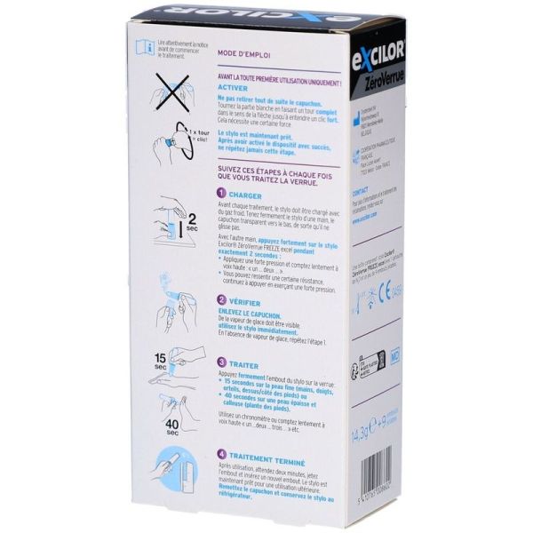 Zero Verrue Freeze Excel - 1 stylo et 9 embouts jetables