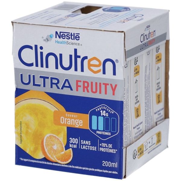 ULTRA FRUITY Saveur Orange - 4 x 200 ml