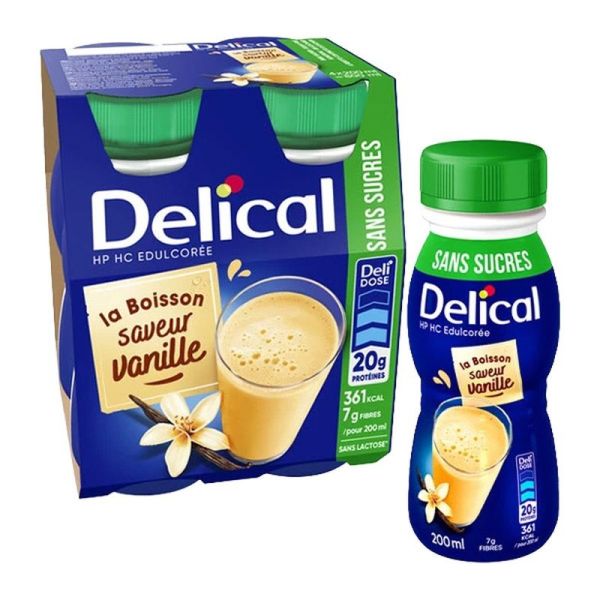 Boisson HP HC Edulcorée Sans Sucres - Saveur Vanille - 4 x 200 ml