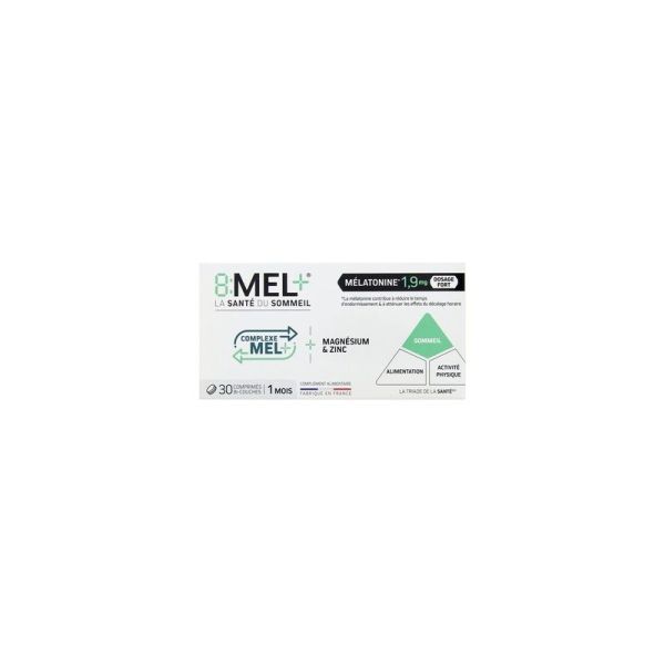 8Mel+ Mélatonine 1,9 mg - 30 comprimés bi-couches