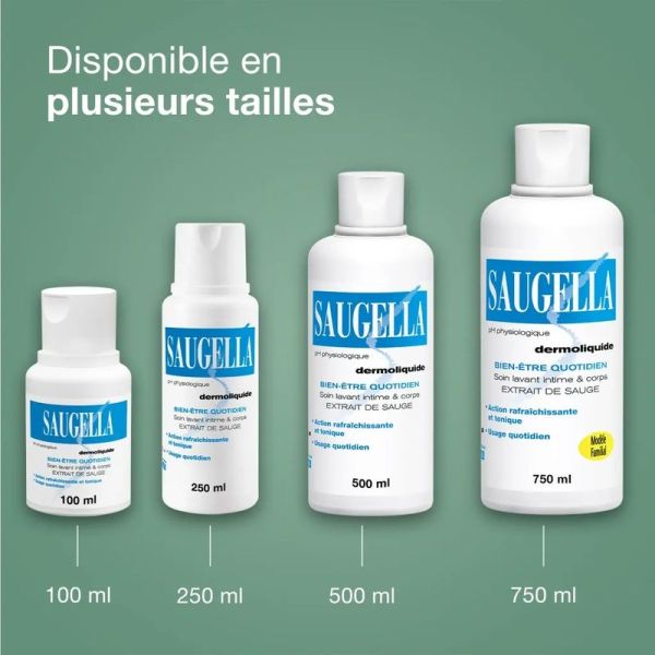 Saugella Dermoliquide soin lavant intime - 2 x 500 ml