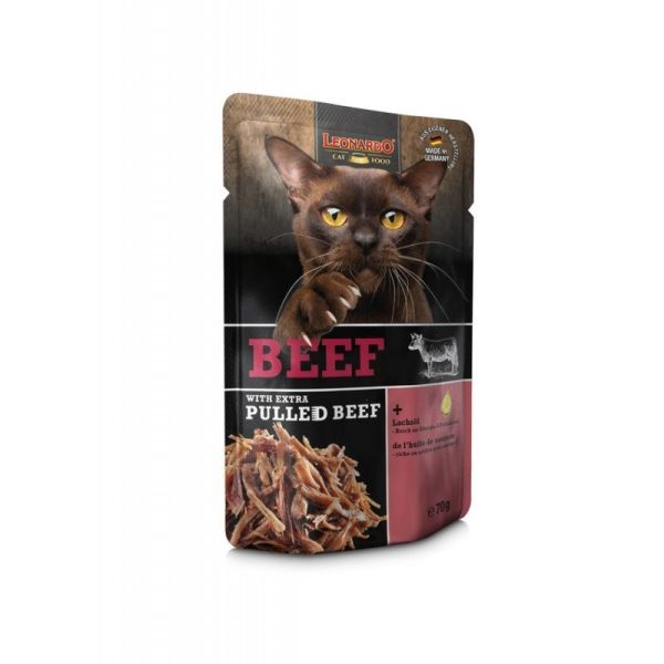 Leonardo Sachet Fraîcheur Boeuf + Extra Pulled Boeuf - Chat 70 g