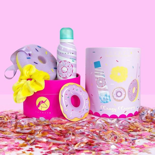 Coffret mousse de douche et accessoires fun bath box - Donuts