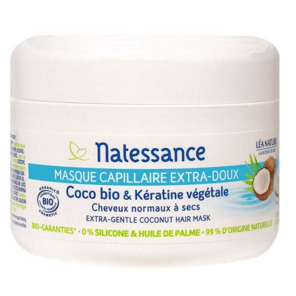 Natessance Masque capillaire extra-doux coco bio et kératine végétale 200ml