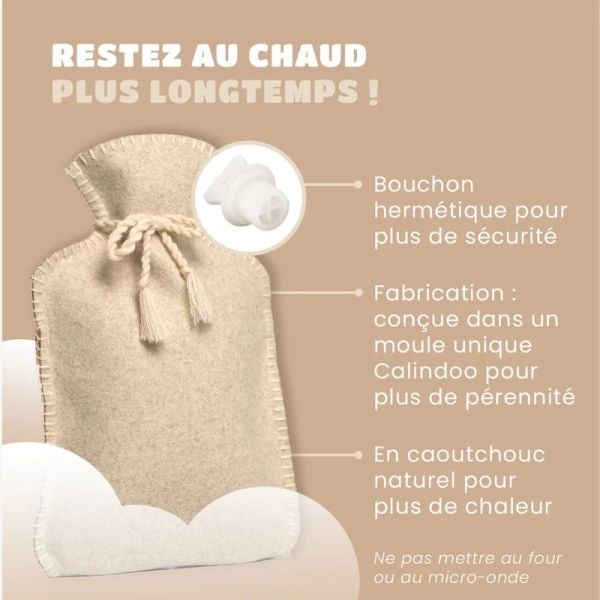 Bouillotte 2 L avec Housse Flanelle Beige - 1 bouillotte