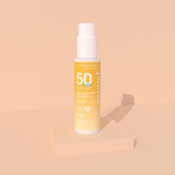 Crème solaire enfant SPF 50 en spray certifié bio 100% naturel - 100 g