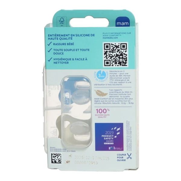 Comfort Sucette symétrique silicone - 2-12 mois - Lot de 2
