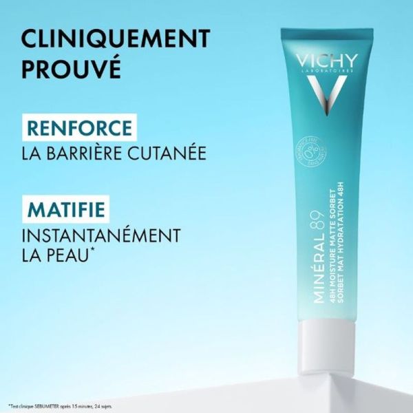 Crème Boost d'Hydratation Minéral 89 - Gel Sorbet Mat Hydratation 48 H - 40 ml