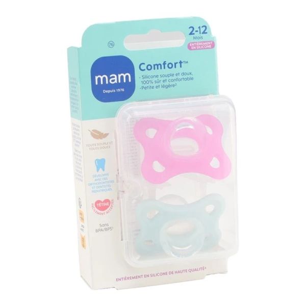 Comfort Sucette symétrique silicone - 2-12 mois - Lot de 2