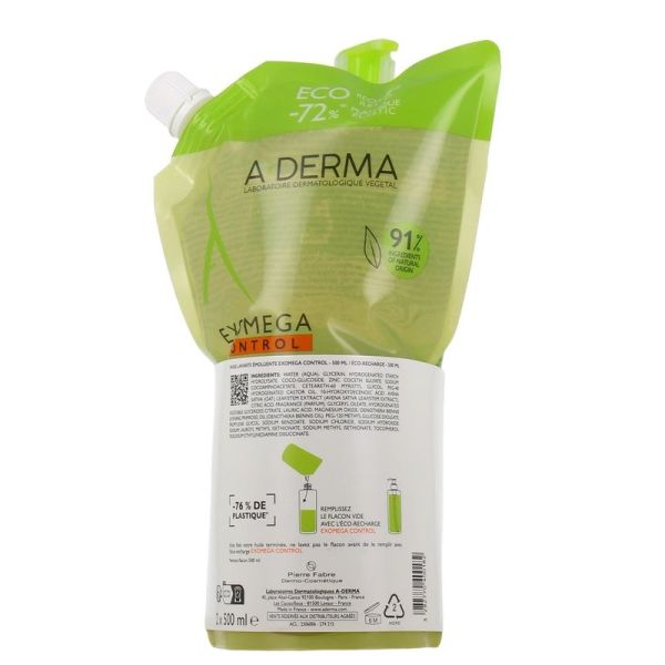 Huile Lavante Emolliente Anti-Grattage EXOMEGA CONTROL - 500 ml + 500 ml
