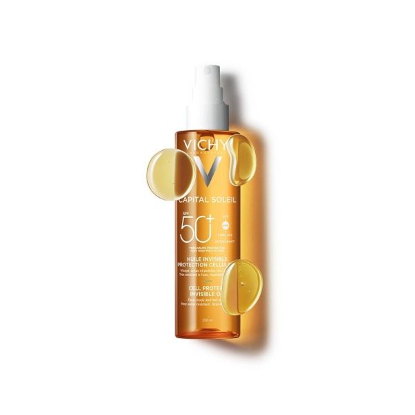 Huile Solaire Invisible SPF50+ + Lait Apaisant Après-Soleil offert Capital Soleil - Huile 200 ml, Lait 100 ml
