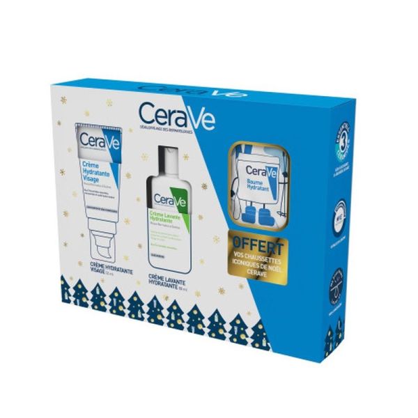 Coffret Noël Hydratation Visage & Corps - Crème Hydratante 52 ml + Crème Lavante 88 ml + Chaussettes