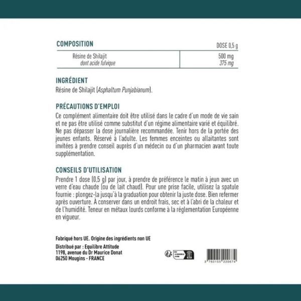 Shilajit pur en résine - 500 mg - 50 g