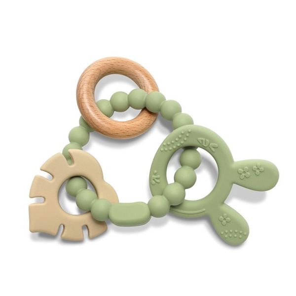 Anneau de dentition silicone et hêtre RABIT Premium - green - 1 unité