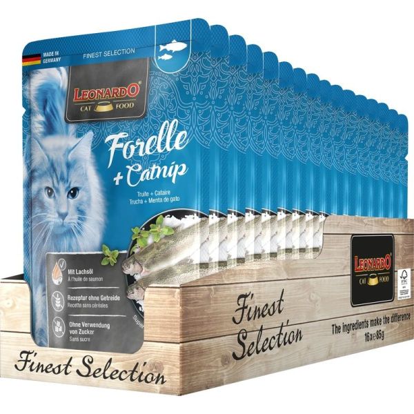 LEONARDO Truite + Cataire - Chat adulte 1,36 kg