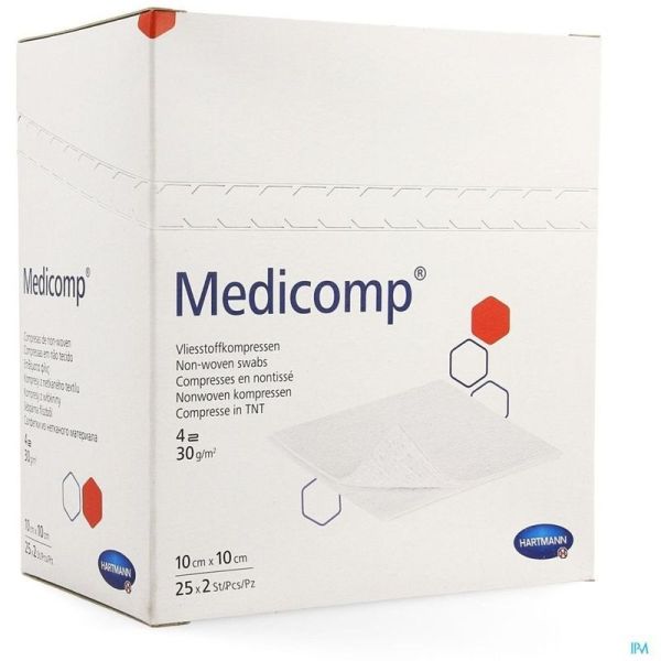 Medicomp - 10 x 10 cm, 25 sachets de 2 compresses
