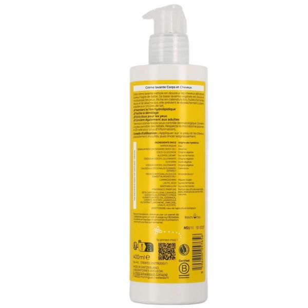 Crème Lavante Bio Corps & Cheveux Bébé Calendula - 200 ml
