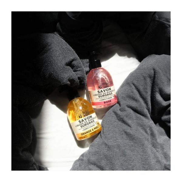 Savon de Marseille liquide - Rose - Nettoyant corps doux - 300 ml