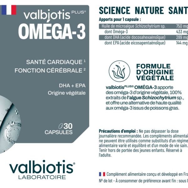 Valbiotis Plus® Oméga-3 - 30 capsules