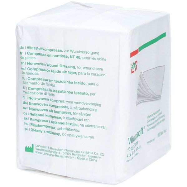 Compresses Non Stériles Non Tissées Vliwasoft - 10 cm x 10 cm, 100 compresses