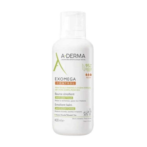 Baume émollient anti-démangeaisons Exomega Control - 400 ml