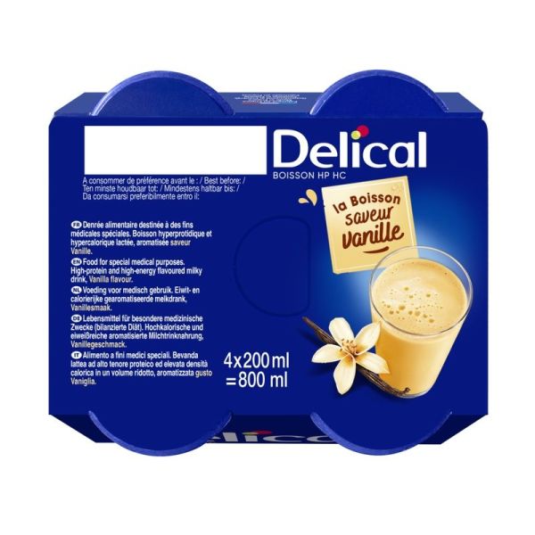 Boissons HP/HC Lactée Saveur Vanille - 4 x 200 ml