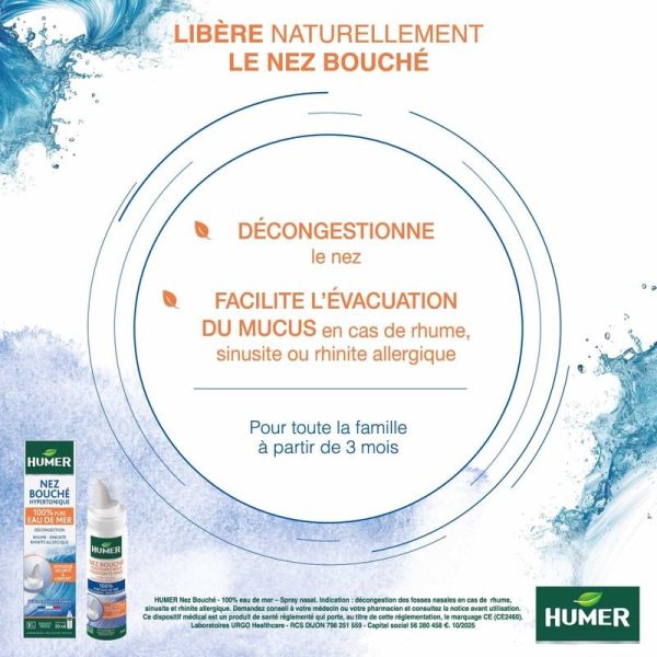 Nez Bouché Spray Nasal Hypertonique - 50 ml