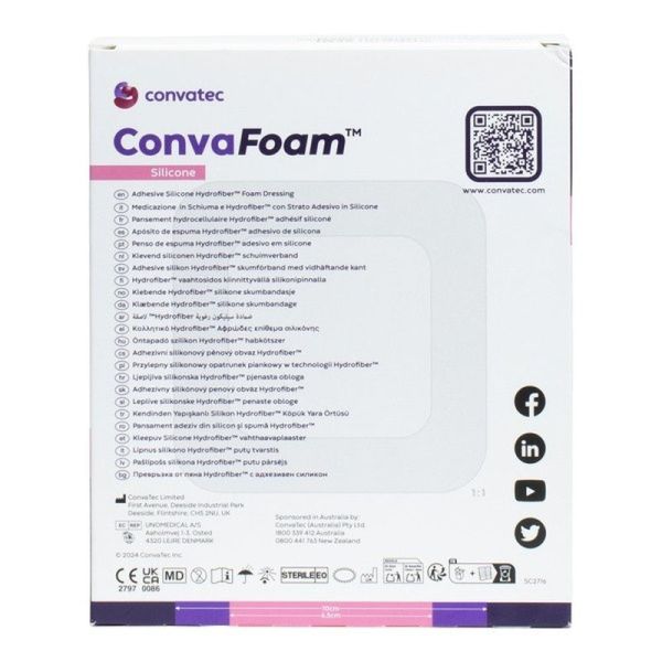 CONVAFOAM SILICONE Pans hydrocellulaire - 10x10cm - 10 pansements