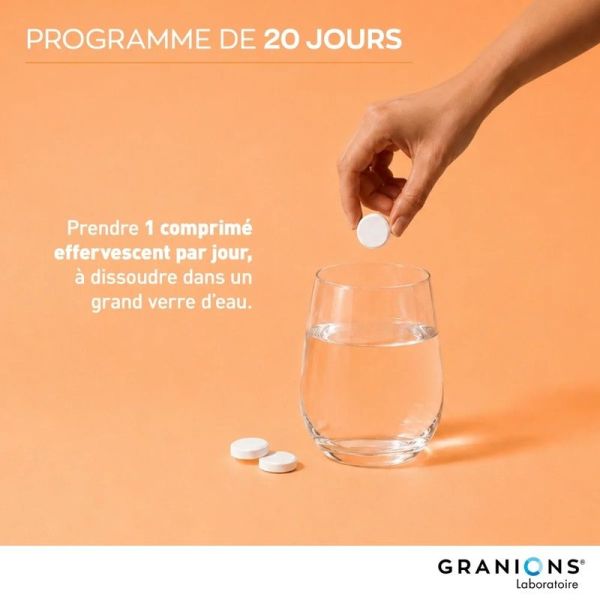 Vitamine C 1000 mg + Vitamine D3 + Zinc Effervescent - 20 comprimes