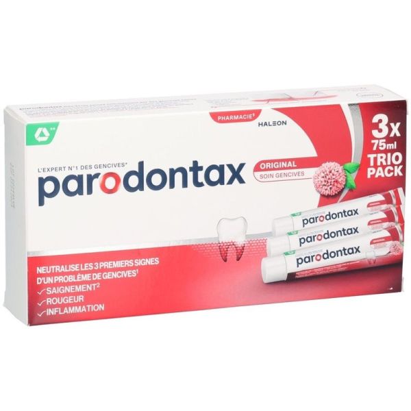 ORIGINAL - Dentifrice Quotidien au Fluor - Saignement des Gencives - 3 x 75 ml