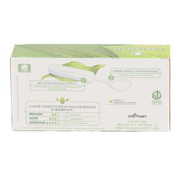 Tampons Digital sans applicateur Coton Bio Super - 16 tampons