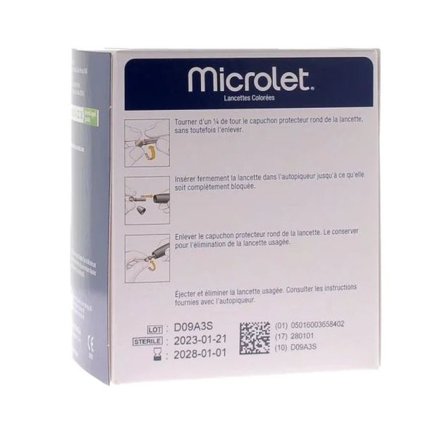 Microlet Lancettes colorées pour autopiqueur - 200 lancettes