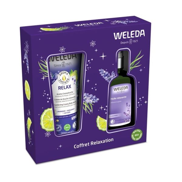 Coffret Soin Femme Detente et Relaxation Lavande Bio - Creme de douche 200 ml, Huile relaxante 100 ml