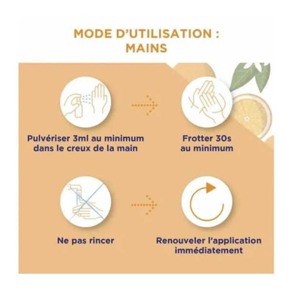 Spray anti-viral désinfectant mains et surfaces fleur d'oranger - 100 ml