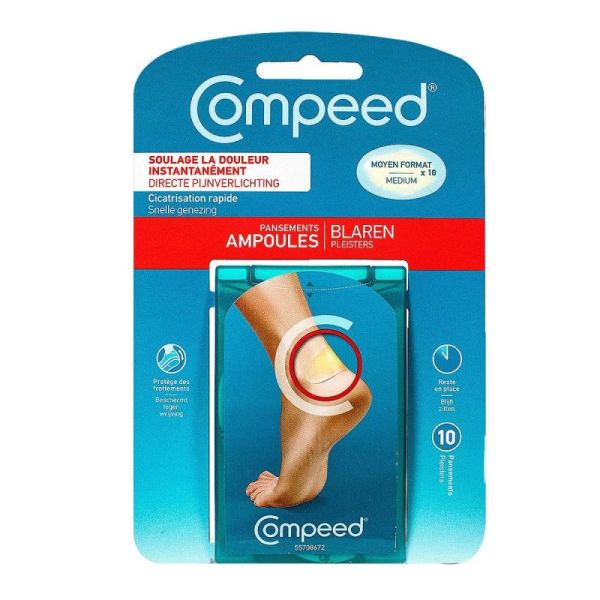 10 pansements ampoules moyen format