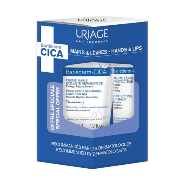 Crème Mains + Cica-Lèvres Bariéderm-Cica - Crème mains 50 ml, baume lèvres 15 ml