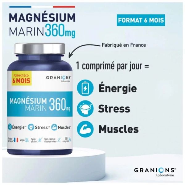 Magnésium Marin format éco 6 mois - 180 comprimés