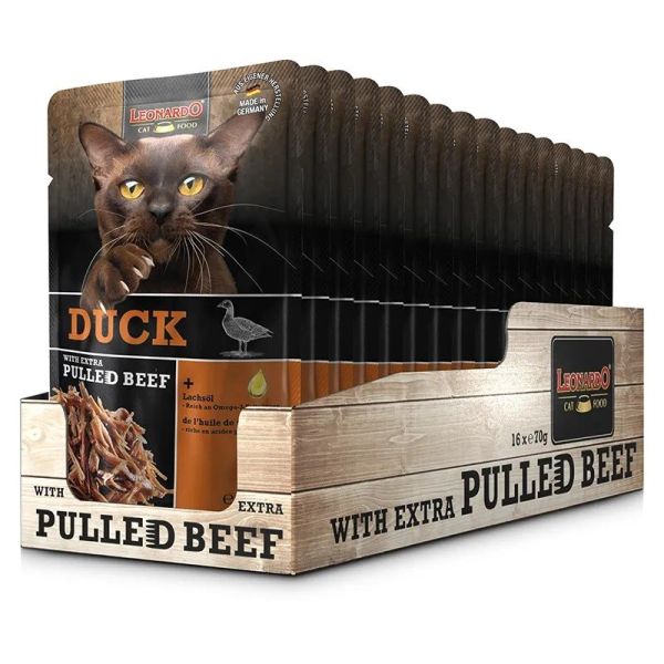 Leonardo Sachet Fraîcheur Canard + Extra Pulled Boeuf - 70 g