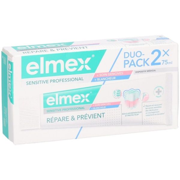 Dentifrice Répare et Prévient Soin Gencives + Blancheur Sensitive Professional - 2 x 75 ml