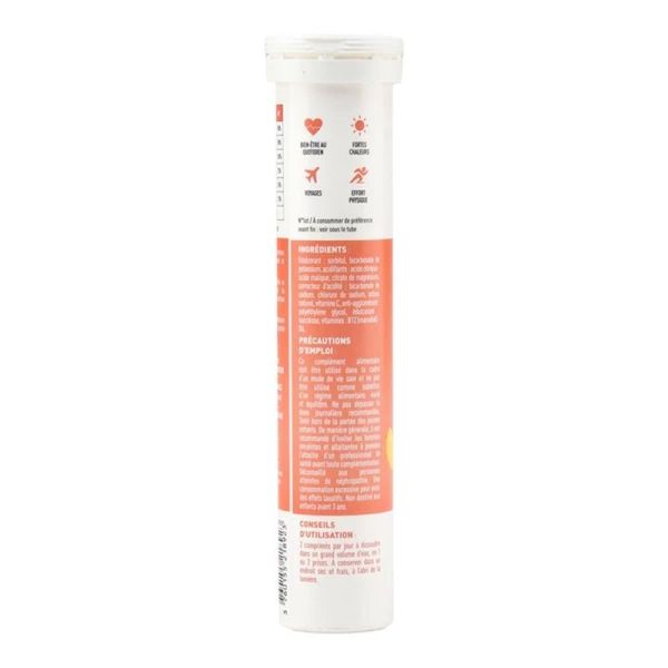 HYDROP Hydratation Électrolytes Pêche - 20 comprimés effervescents