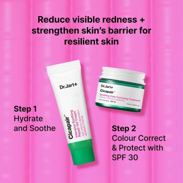 Cicapair Calm and Correct Duo - Soin correcteur SPF 30 15 ml, Crème réparatrice apaisante 35 ml
