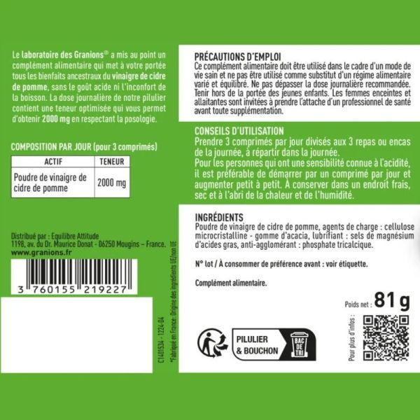 Vinaigre de cidre de pomme 2000mg