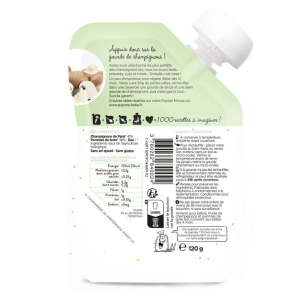 Popote Gourde Champignons Bio 120G